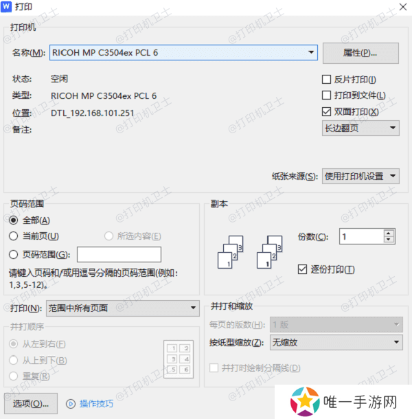 检查打印设置